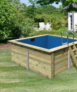Karibu Rechteckiger Massivholz Pool 308,7 X 276,5 Cm Leitern Und Zubehör Inkl. Holzpool