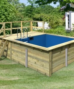 Karibu | Rechteckiger Massivholz Pool 308,7 X 276,5 Cm | Set Mit 1 Sonnenterrasse Inkl. Holzpool