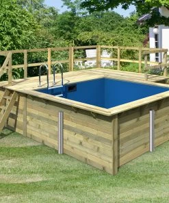 Karibu | Rechteckiger Massivholz Pool 308,7 X 276,5 Cm | Set Mit 2 Sonnenterrassen Inkl. Holzpool