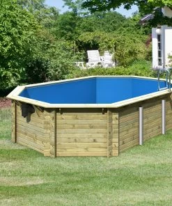 Karibu CHILLROI | Achteckiger Massivholz Pool Länglich, 358 X 569 X 124 Cm, Modell 4 | Inkl. Zubehör Und Pool Leitern