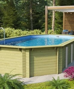 Karibu CHILLROI | Achteckiger Massivholz Pool Länglich, 657,5 X 357,5 X 124 Cm, Modell 5A | Inkl. Zubehör Und Pool Leitern