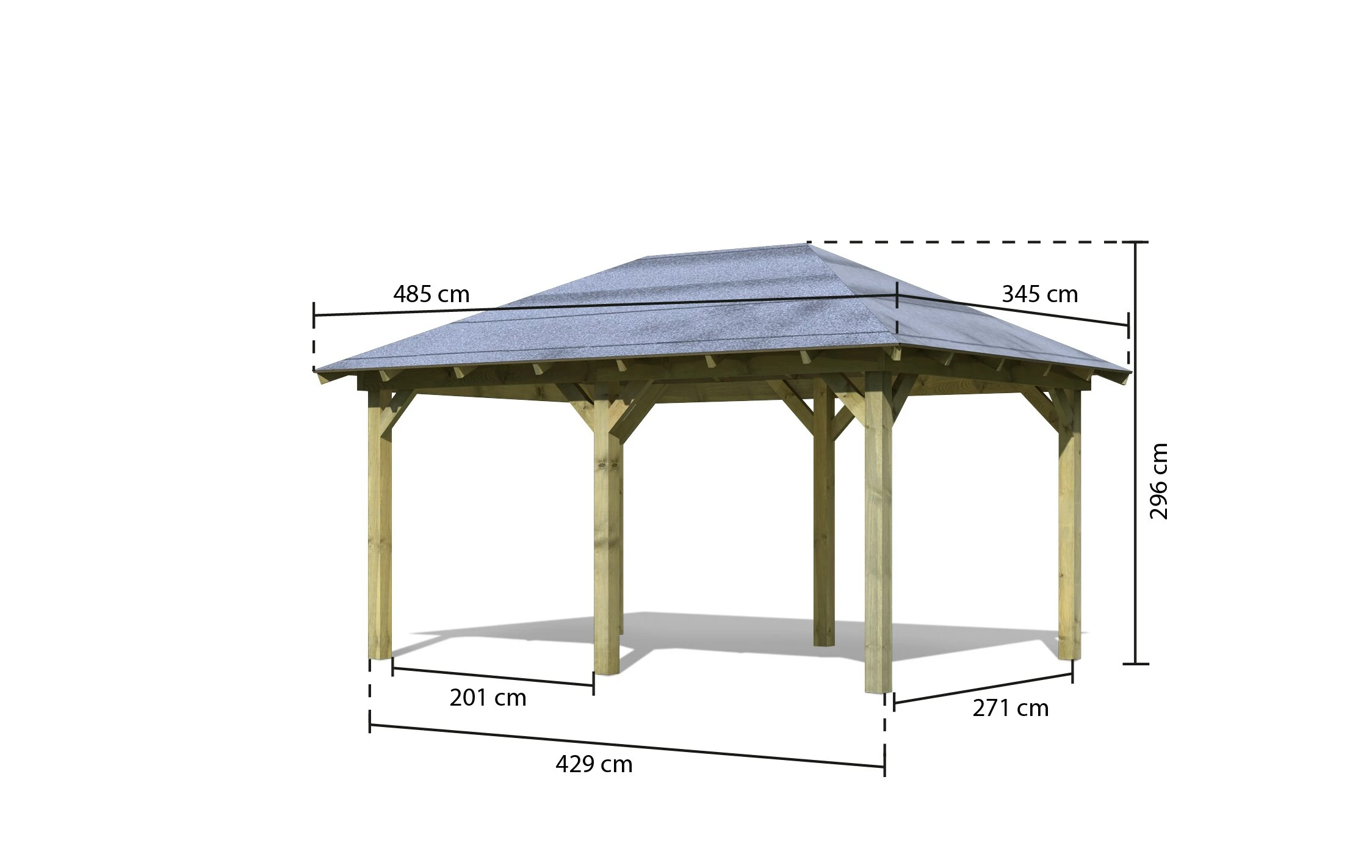 Karibu CHILLROI Rechteckiger Holzpavillon 289 X 429 Cm | Gartenpavillon | Terrassenüberdachung | Kesseldruckimprägniert – Bild 6