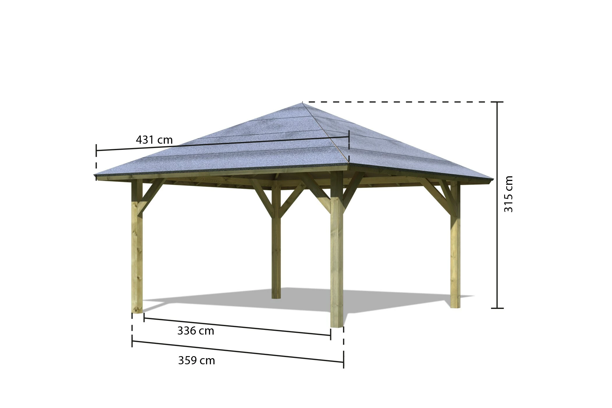 Karibu CHILLROI Quadratischer Holzpavillon 359 X 359 Cm | Gartenpavillon | Terrassenüberdachung | Kesseldruckimprägniert – Bild 5
