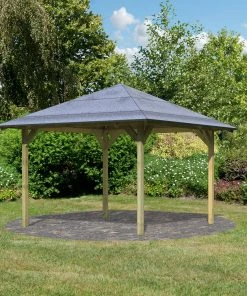 Karibu CHILLROI Quadratischer Holzpavillon 289 X 289 Cm| Gartenpavillon | Terrassenüberdachung | Kesseldruckimprägniert