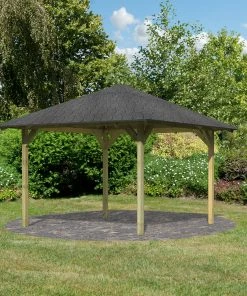 Karibu Holztechnik GmbH Karibu Pavillon "Jalingo 1" SET Nordisches Fichtenholz | Dachschindeln Schwarz