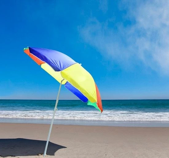 Outsunny Strandschirm Höhenverstellbar Bunt 160 Cm (Ø) | Sonnenschirm Partyschirm Gartenschirm Hawaiischirm – Bild 3