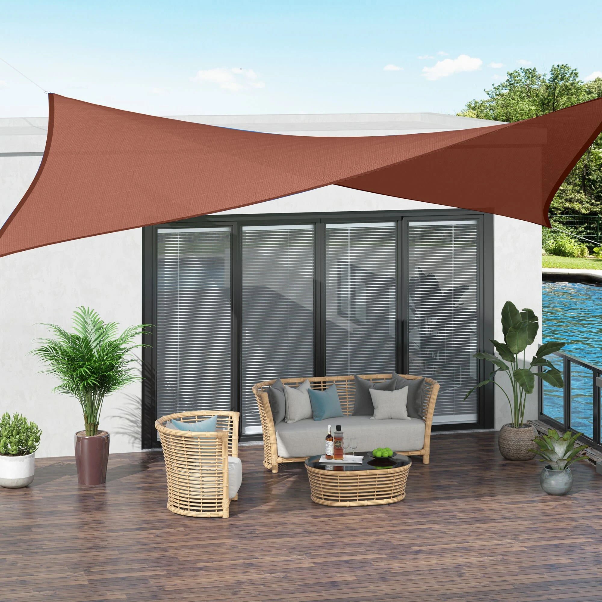 Outsunny Sonnensegel Als Rechteck 300 X 400 Cm (LxB) | Sonnendach Sonnenschutz Rechtecke Dreiecke Quadrat – Bild 2