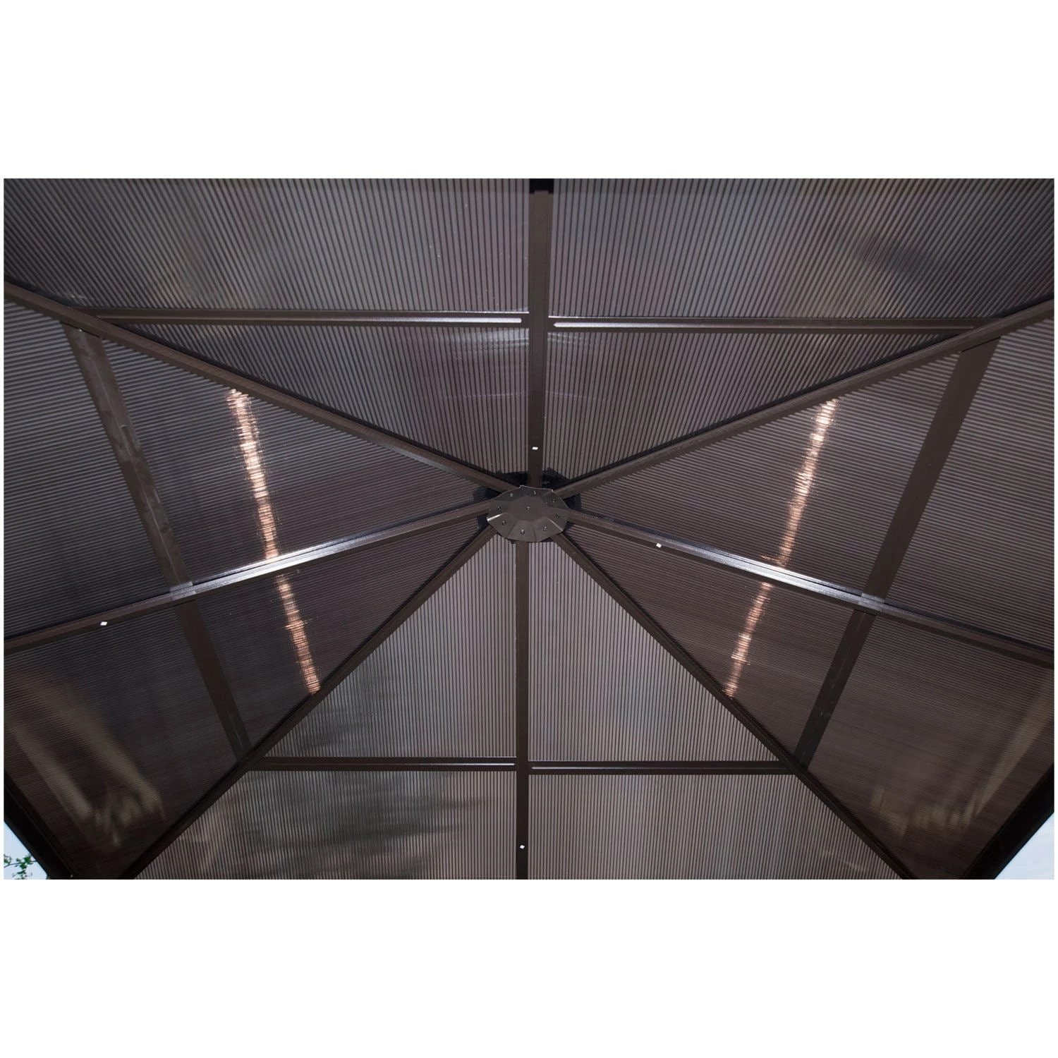 Outsunny Luxus Pavillon Mit Lichtdurchlässigem Dach Braun, Natur 300 X 300 X 260 Cm (LxBxH) | Gartenpavillon Gartenzelt Festzelt Partyzelt – Bild 6