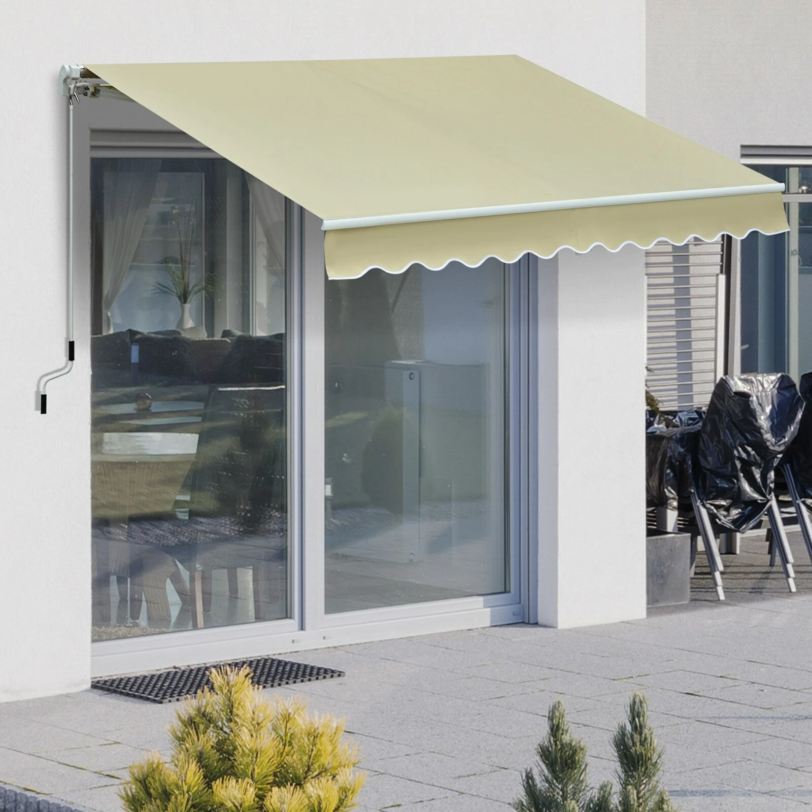 Outsunny Aluminium-Gelenkarm-Markise Beige 3,5 X 2,5m | Alu-Gelenkarm-Markise Alu-Markise Sonnenschutz – Bild 4