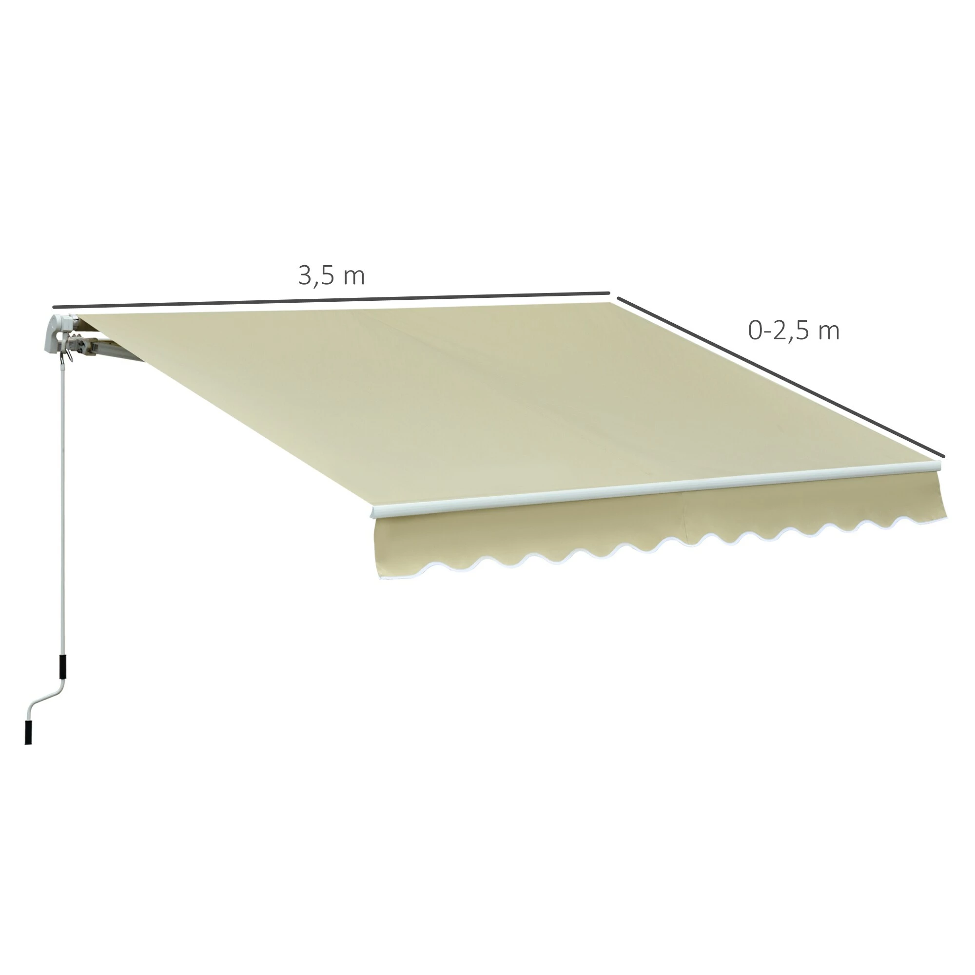 Outsunny Aluminium-Gelenkarm-Markise Beige 3,5 X 2,5m | Alu-Gelenkarm-Markise Alu-Markise Sonnenschutz – Bild 5