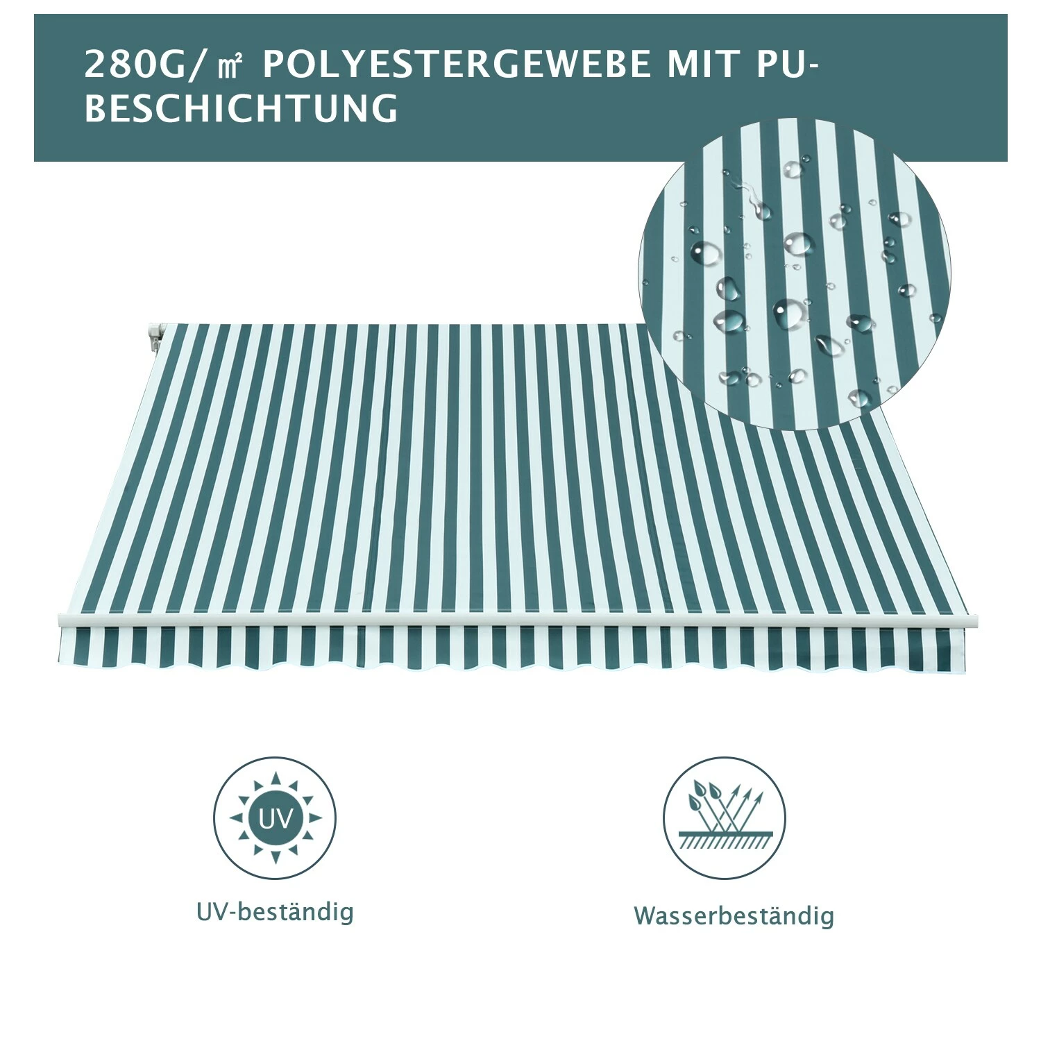 Outsunny Alu Gelenkarm-Markise 3,5 X 2,5m (BxL) | Aluminium-Gelenkarm-Markise Markise Sonnenschutz – Bild 6