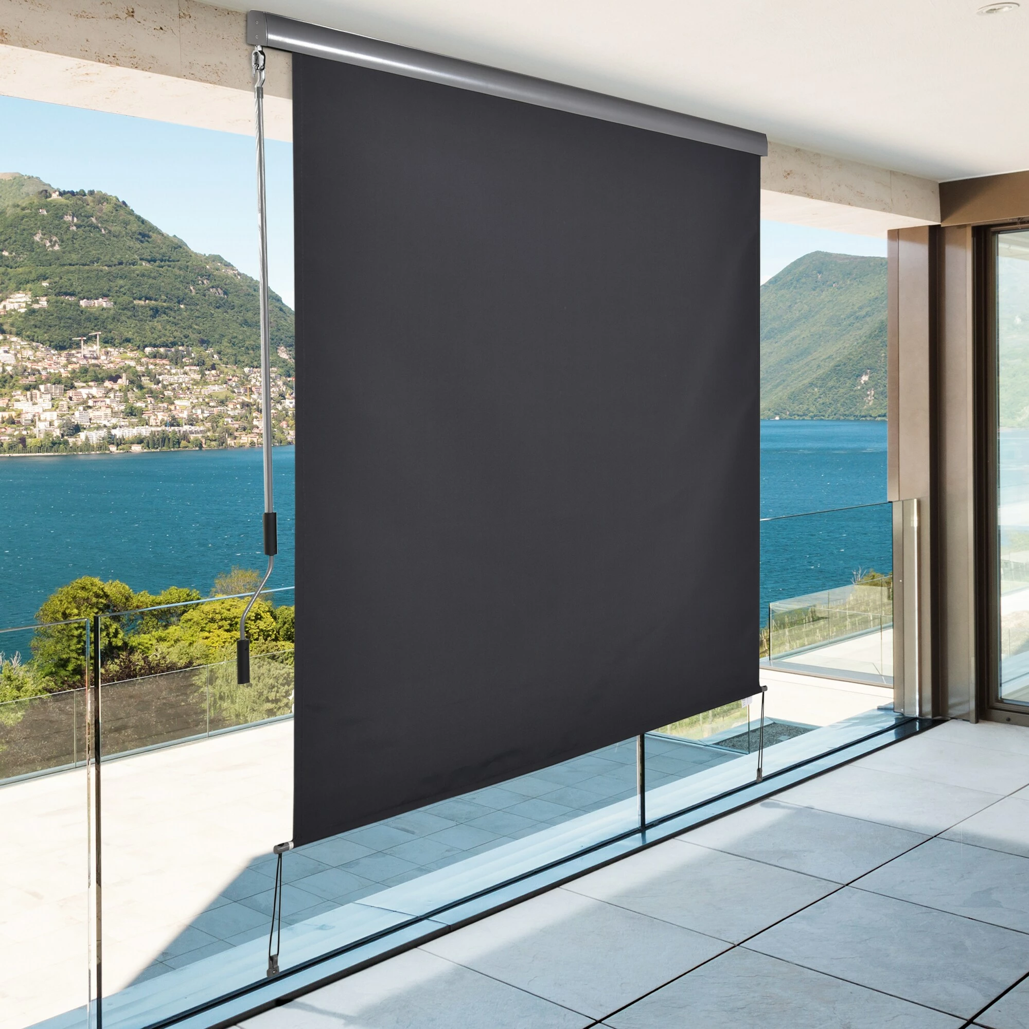 Outsunny Senkrechtmarkise Mit Handkurbel 160 X 250 Cm (LxH) | Hitze Markise Balkonmarkise Sonnenschutz Balkonrollo – Bild 4