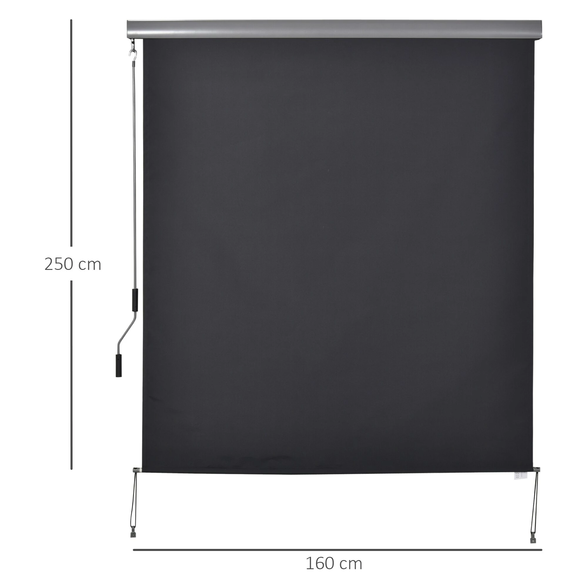 Outsunny Senkrechtmarkise Mit Handkurbel 160 X 250 Cm (LxH) | Hitze Markise Balkonmarkise Sonnenschutz Balkonrollo – Bild 5