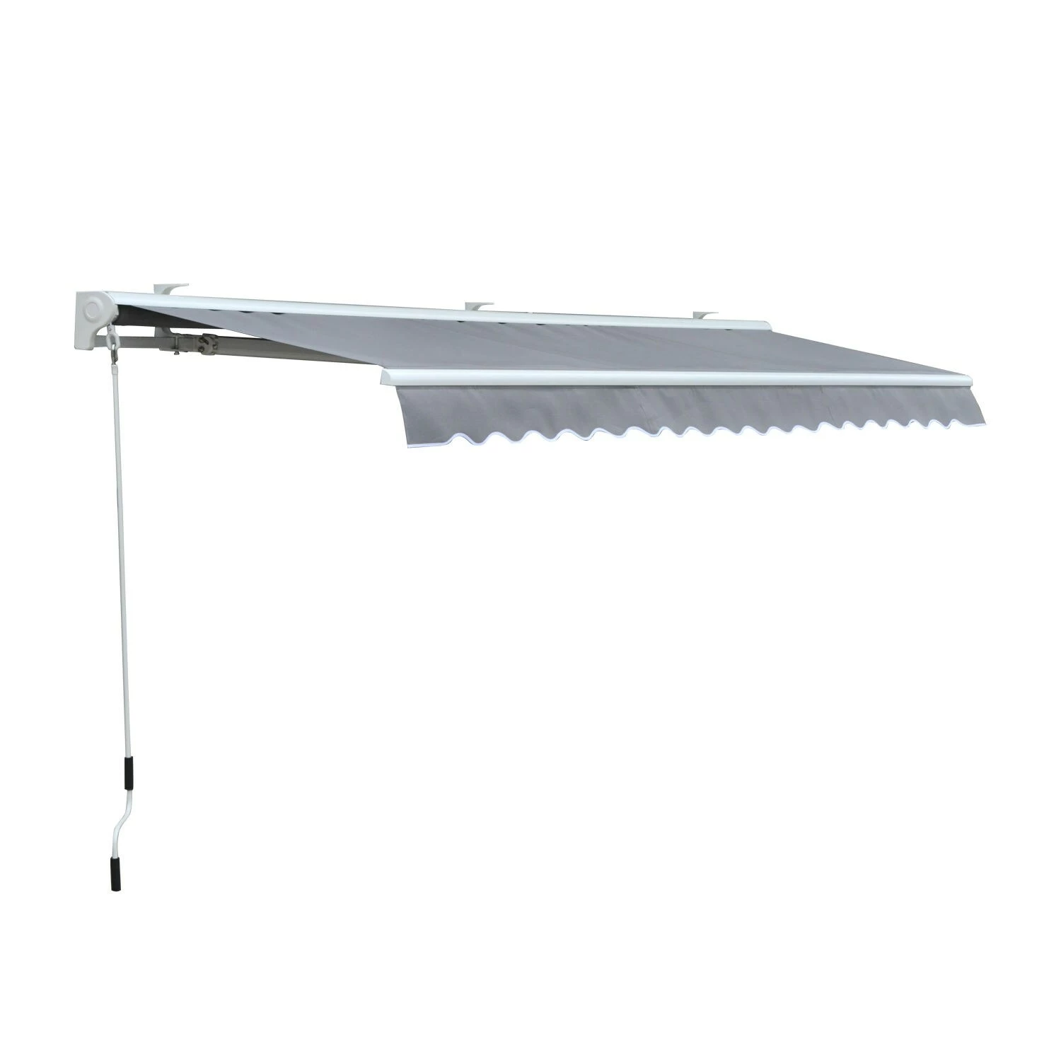 Outsunny Alu Gelenkarm-Markise Für Wandmontage Grau 450 X 300 Cm (BxL) | Aluminium Polyester, Sonnendach, Sonnenschutz, Markise Mit Handkurbel – Bild 2