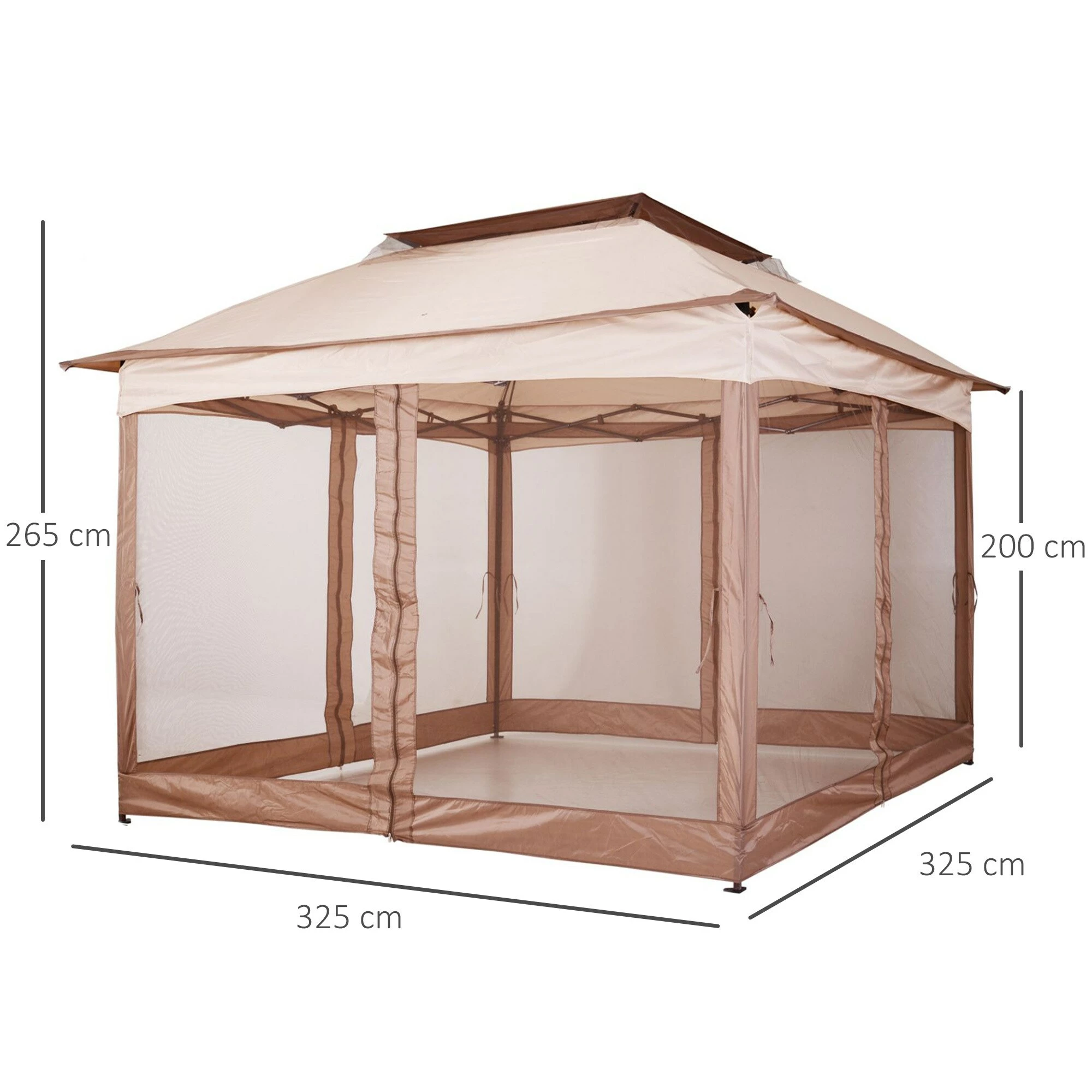 Outsunny Faltpavillon Mit Seitenwänden 325 X 325 X 295 Cm (LxBxH) | Gartenzelt Pavillon Faltzelt Festzelt Partyzelt – Bild 5