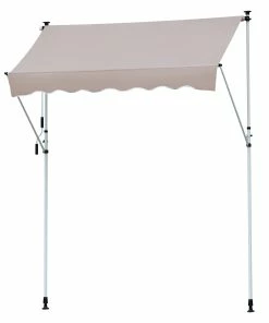 Outsunny Markise Mit Handkurbel 300 X 120 Cm (LxB) | Faltarm-Markise Balkonmarkise Standmarkise Sonnenschutz
