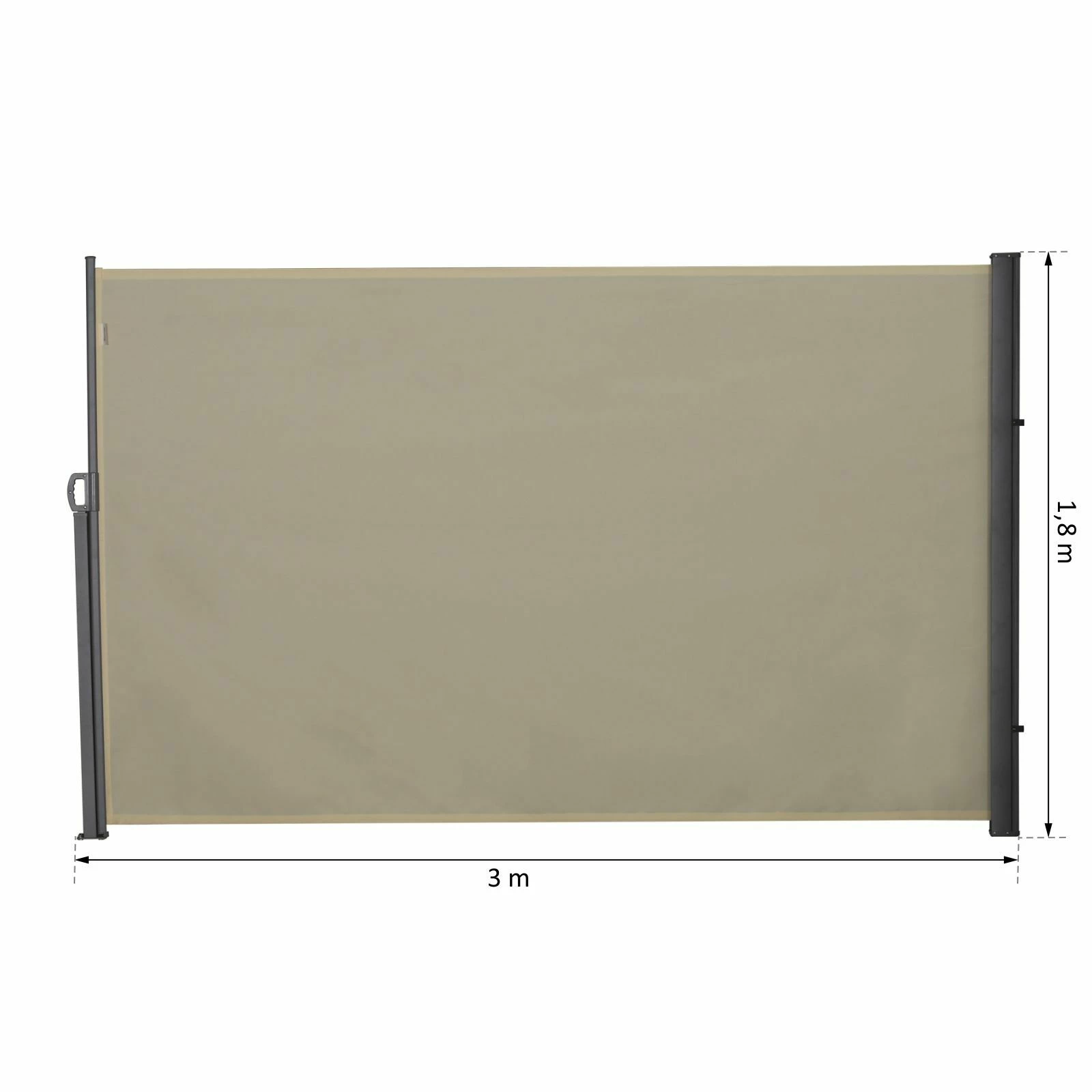 Outsunny Seitenmarkise 3 X 1,8 M 300 X 180 Cm (LxH) | Sichtschutz Sonnenschutz Seitenrollo Windschutz – Bild 5
