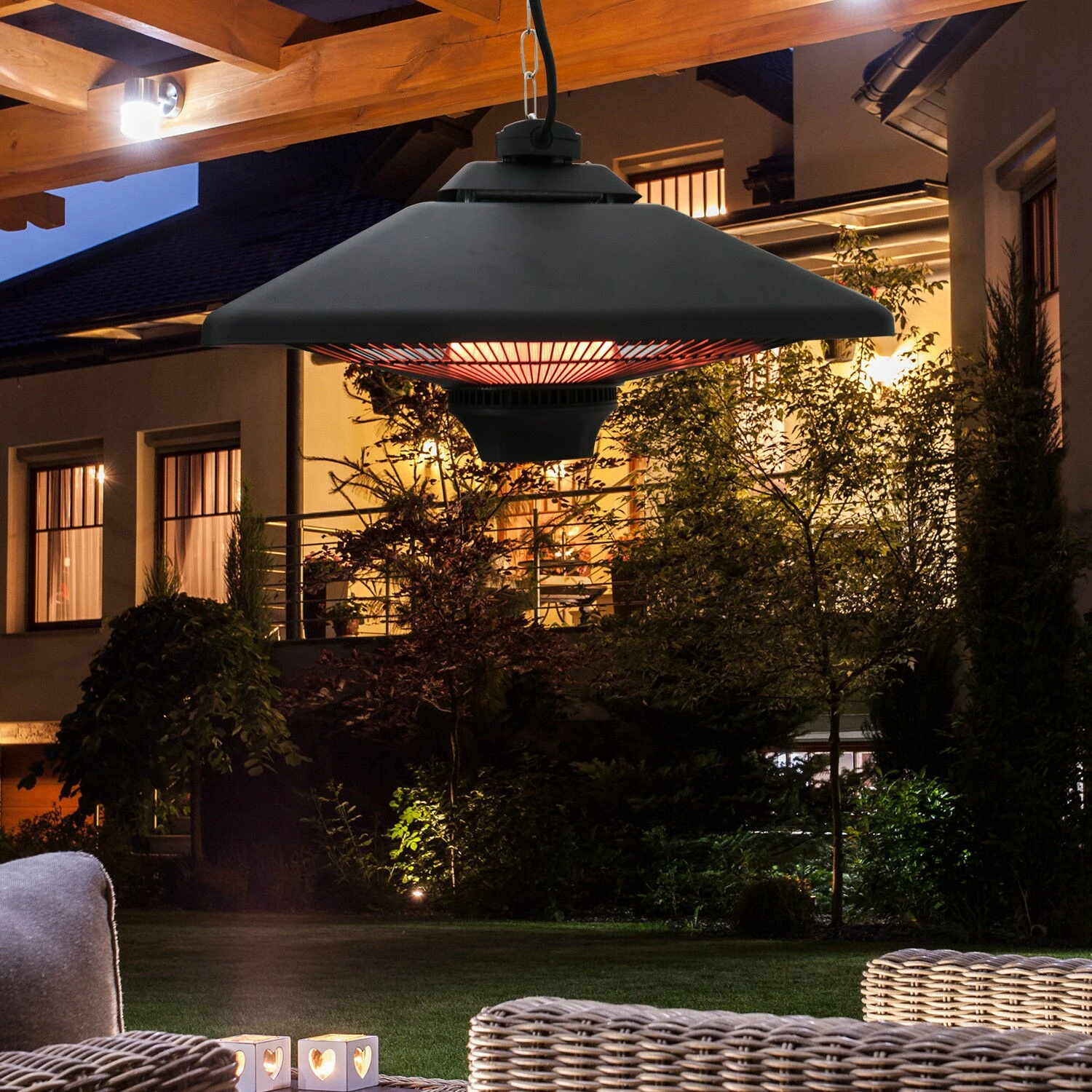 Outsunny Heizstrahler Mit Fernbedienung Schwarz 43 X 43 X 25 Cm (LxBxH) | Heizpilz Terrassenheizung Deckenheizstrahler â Bild 3