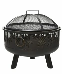 Outsunny Feuerschale Mit Grillrost Schwarz Ø61,5 X 52H Cm | Feuerstelle Feuerkorb Grillrost Grillaufsatz
