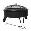 Outsunny 2-in-1 Feuerschale Mit Grillrost Schwarz 76 X 49,5 Cm (ØxH) | Feuerstelle Feuerkorb Holzkohlegrill Grillaufsatz
