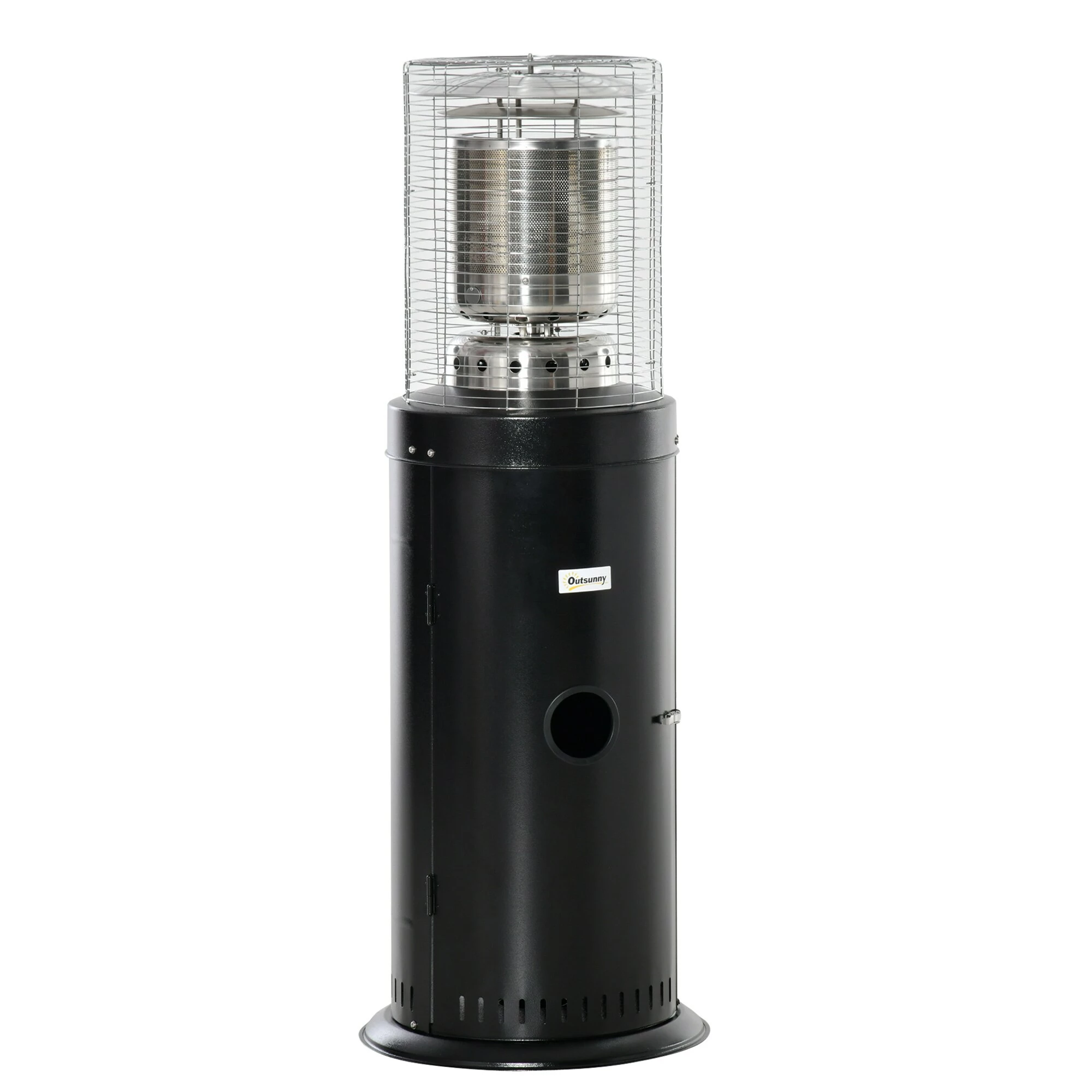 Outsunny Heizstrahler Gas Terrassenheizer Im Eleganten Design, Geeignet Für Den Einsatz Im Freien Schwarz 55,6 X 55,6 X 143 Cm ( BxTxH) | Terrassenheizer Terrassenstrahler Balkonheizer