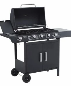 Outsunny Gasgrill Mit Räder Schwarz 125L X 51B X 100H Cm | Tischgrill Barbecue Grill Bbq Grill
