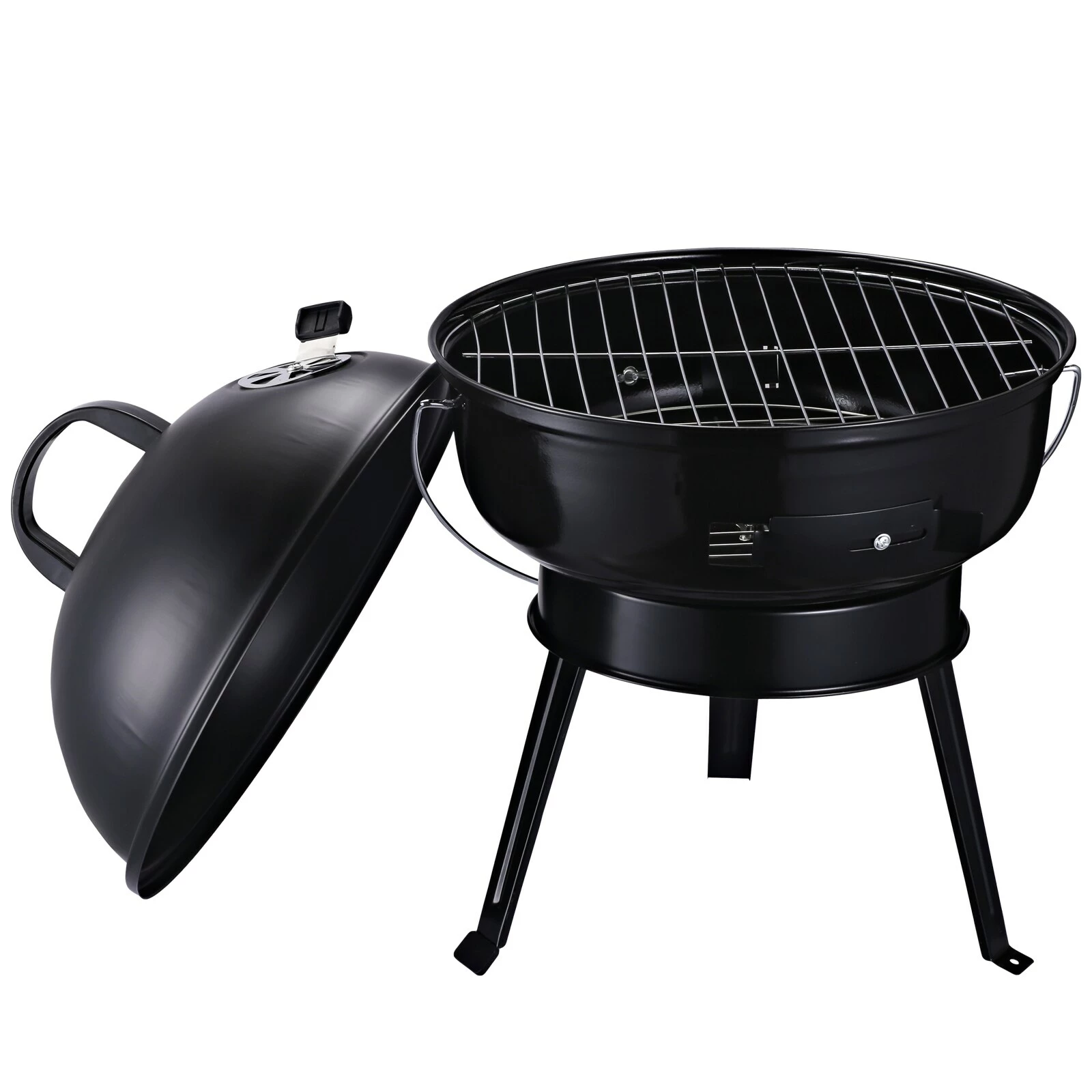 Outsunny Kugelgrill Tragbar Und Mit Dreibeinfuß Ø36,5 X H54 Cm | Holzkohlegrill Grillrost Holzkohle Grillstation Grill Tragbar – Bild 2