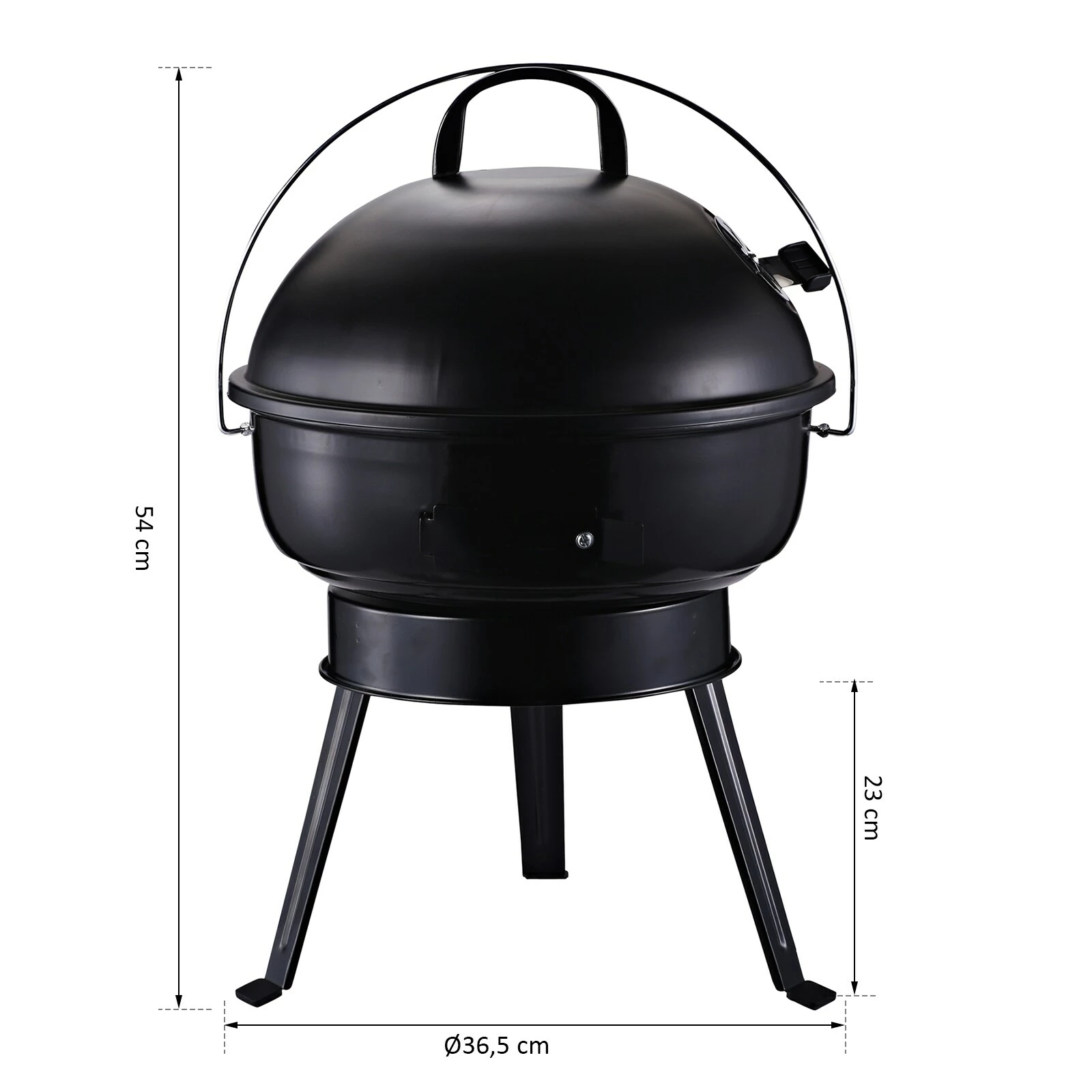 Outsunny Kugelgrill Tragbar Und Mit Dreibeinfuß Ø36,5 X H54 Cm | Holzkohlegrill Grillrost Holzkohle Grillstation Grill Tragbar – Bild 5
