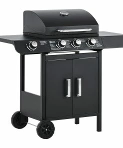 Outsunny Gasgrill Mit Räder Schwarz 110L X 50B X 100H Cm | Tischgrill Barbecue Grill Bbq Grill