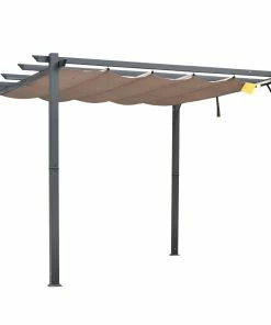 Outsunny Pergola Mit Schiebedach 300 X 300 X 223 Cm (LxBXH) | Pavillon Terrassenüberdachung Vordach Sonnenschutz