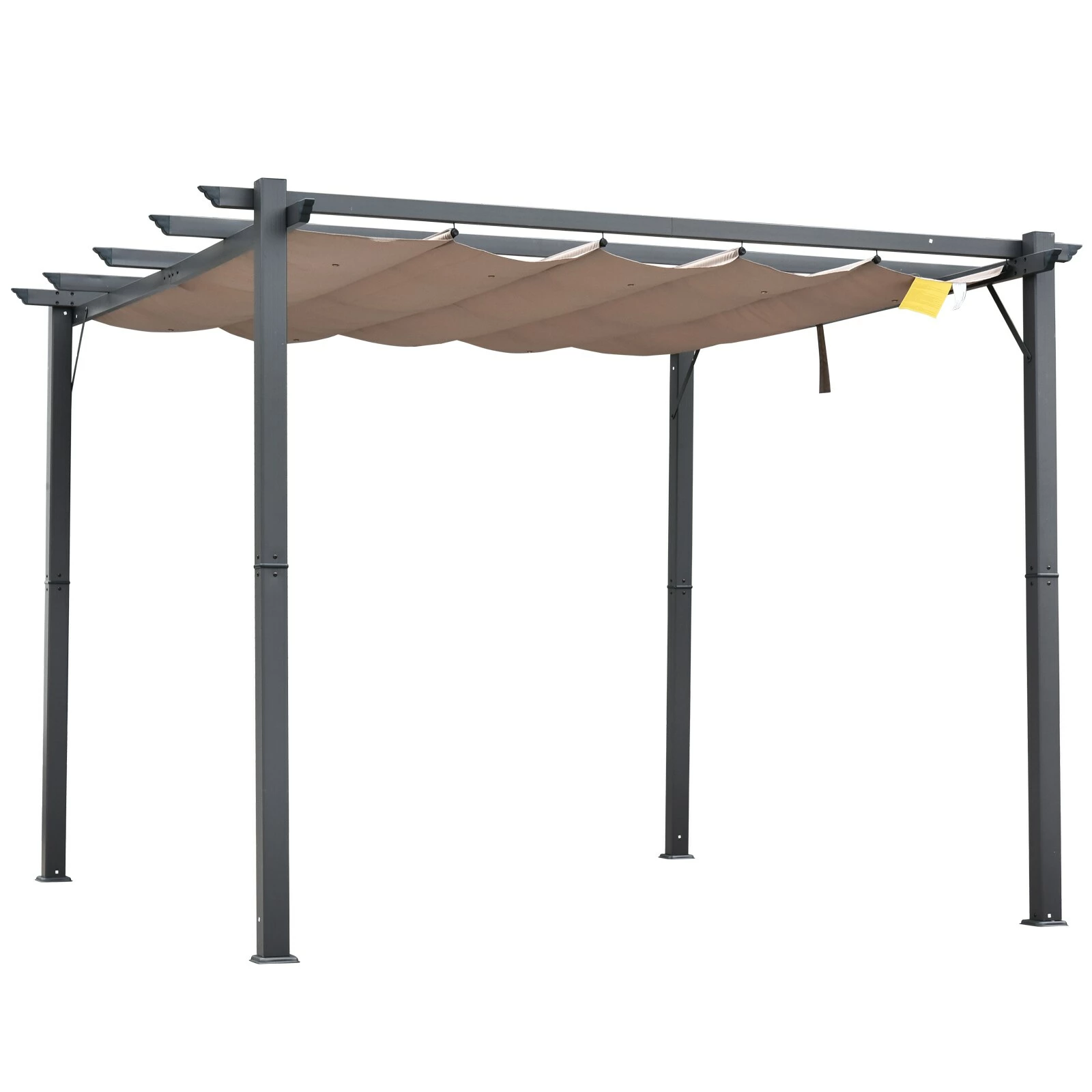 Outsunny Pergola Mit Schiebedach 300 X 300 X 223 Cm (LxBXH) | Pavillon Terrassenüberdachung Vordach Sonnenschutz – Bild 2