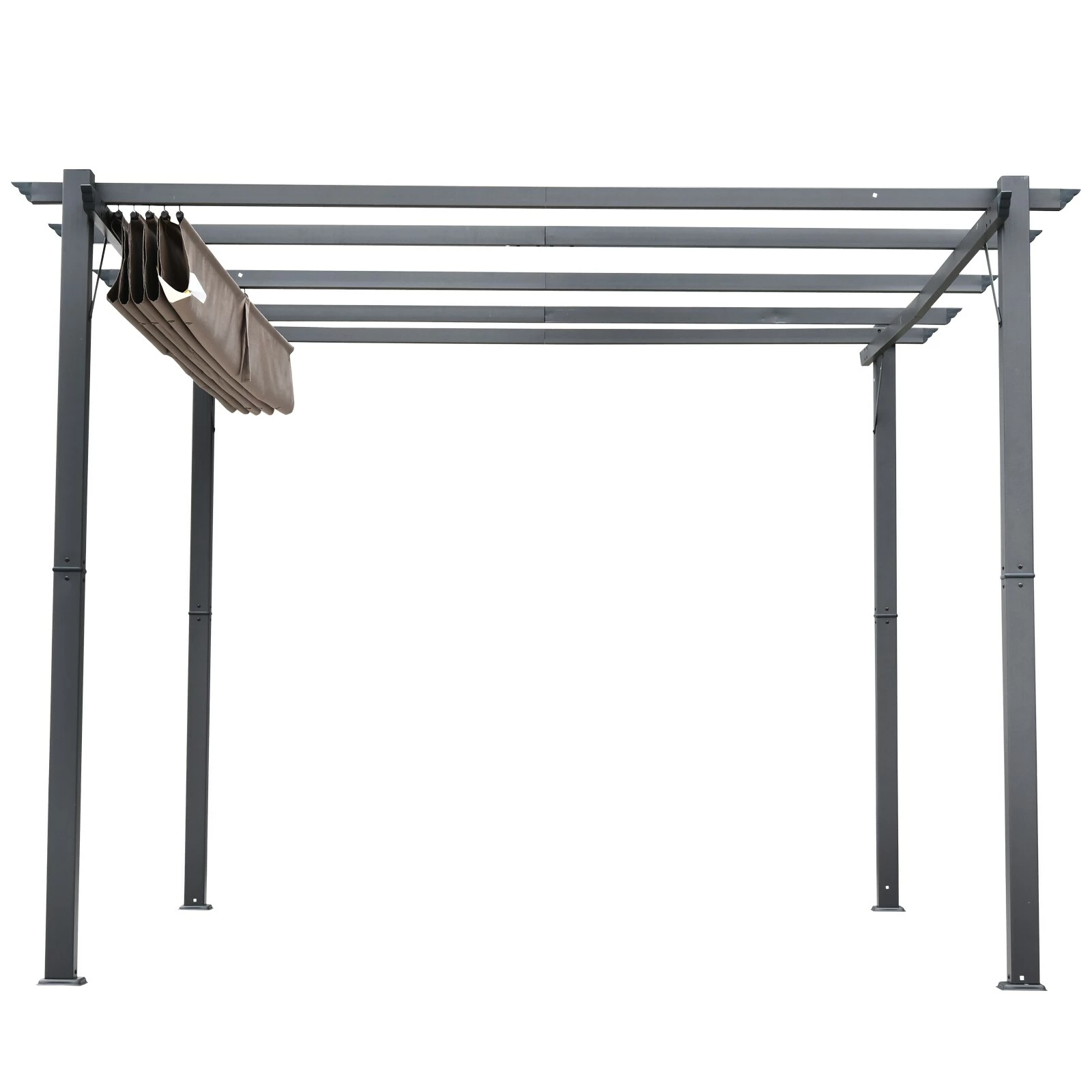 Outsunny Pergola Mit Schiebedach 300 X 300 X 223 Cm (LxBXH) | Pavillon Terrassenüberdachung Vordach Sonnenschutz – Bild 6