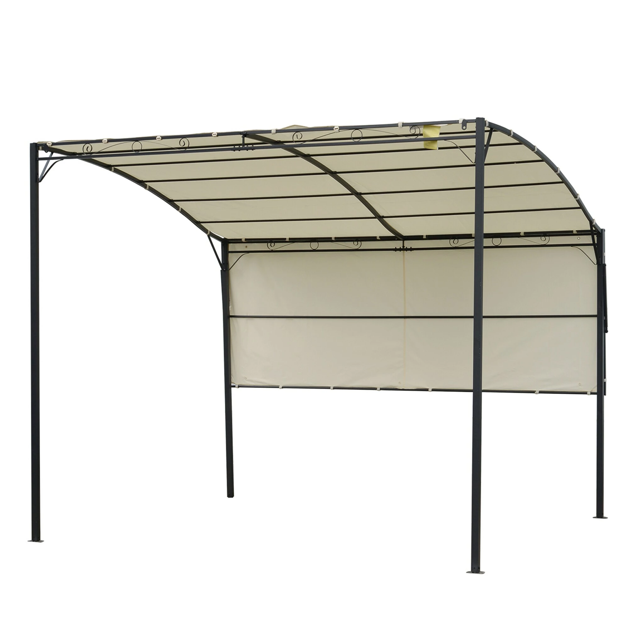 Outsunny Pavillon Mit Klappbarem Seitendach Cremeweiß, Schwarz 300 X 250 X (200-250) Cm (LxBxH) | Gartenzelt Partyzelt Festzelt Gartenpavillon