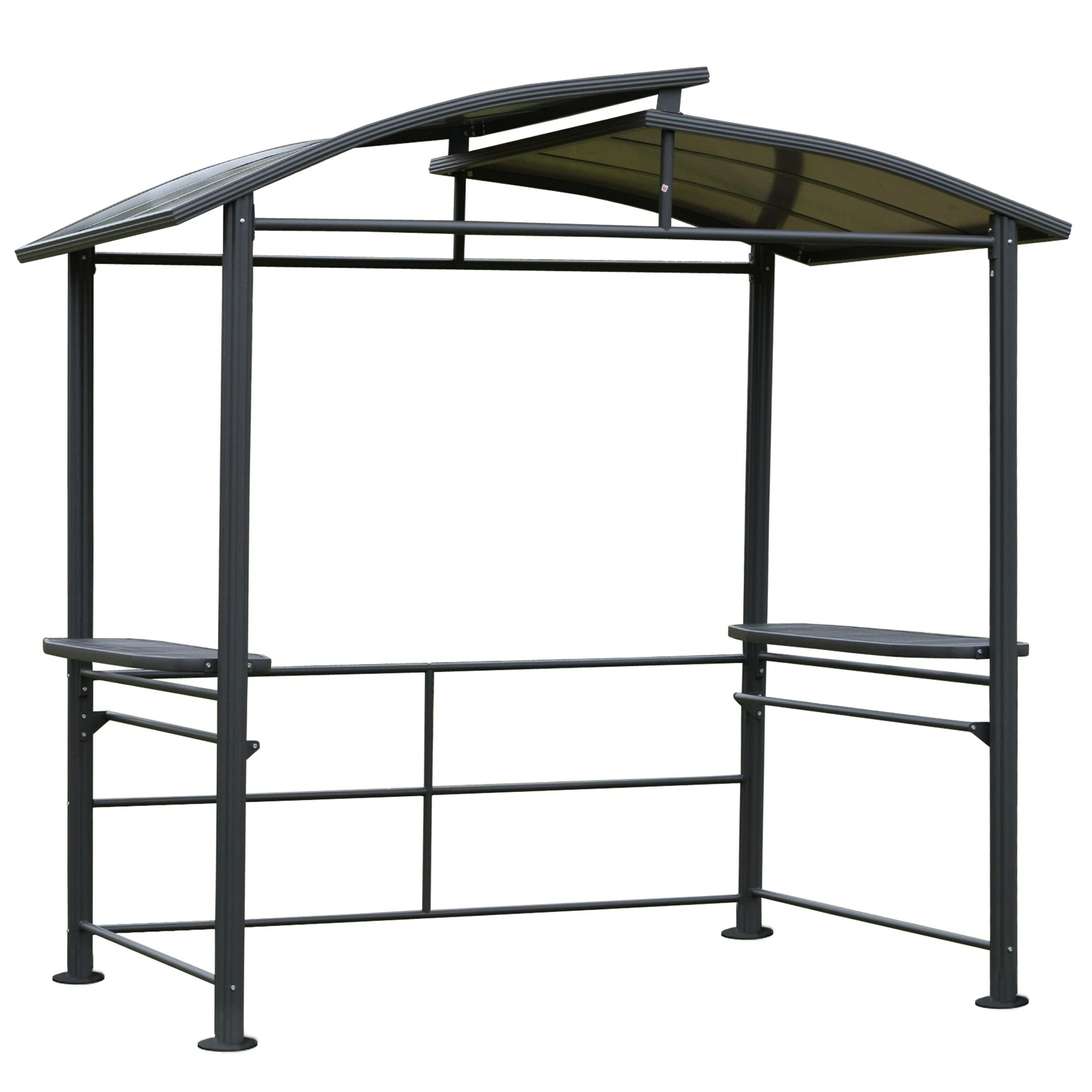 Outsunny Grillpavillon Mit Flammschutzdach Gelbraun, Dunkelgrau 240 X 150 X 230 Cm (BxTxH) | Gartenzelt Pavillon BBQ BBQ-Zelt Gartenpavillon