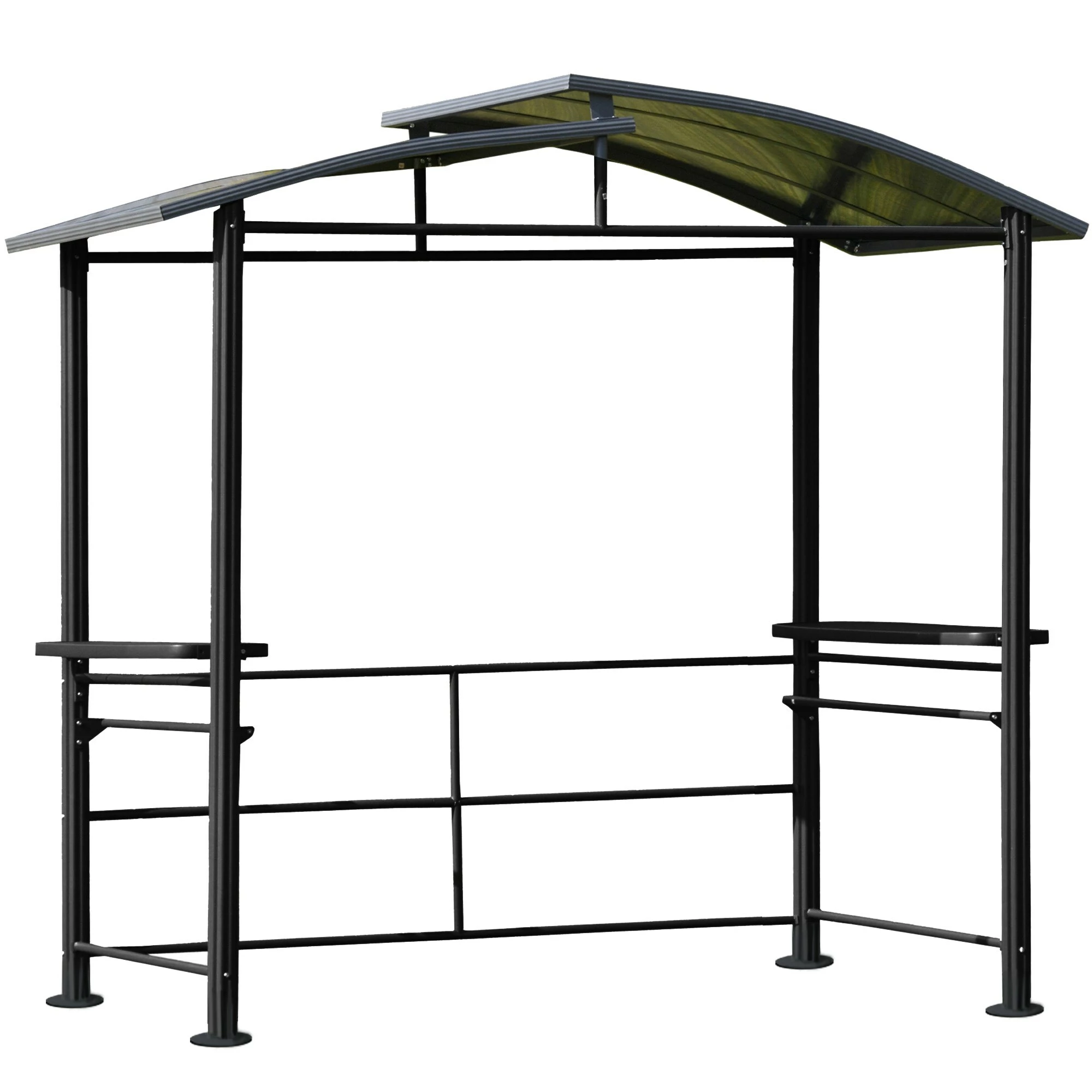 Outsunny Grillpavillon Mit Flammschutzdach Gelbraun, Dunkelgrau 240 X 150 X 230 Cm (BxTxH) | Gartenzelt Pavillon BBQ BBQ-Zelt Gartenpavillon – Bild 2