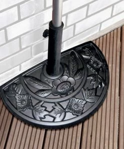 Trendfabrik Sonnenschirmständer Halbrund Für Balkone Oder Terrassen Gießharz 8,5 Kg Schwarz Halbrund Schwarz