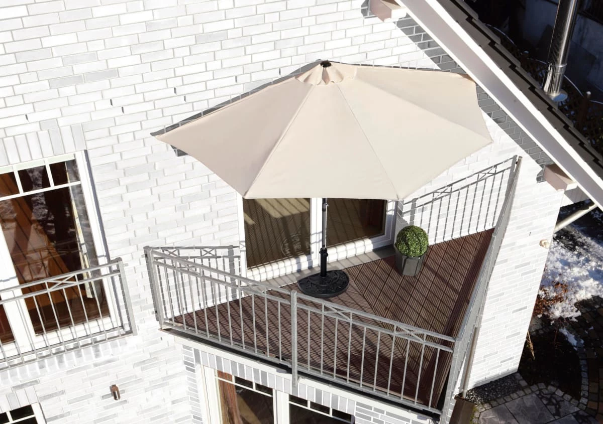 Trendfabrik Sonnenschirmständer Halbrund Für Balkone Oder Terrassen Gießharz 8,5 Kg Schwarz Halbrund Schwarz – Bild 3