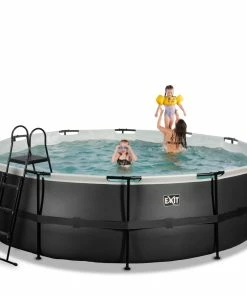 Trendfabrik Pool Black Leather, Ø488 X 122 Cm Schwarz