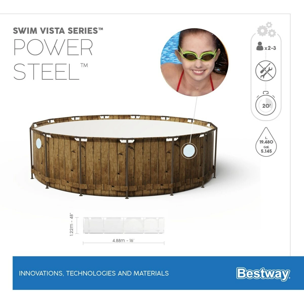 Trendfabrik Pool Set 56725 Power Steel Swim Vista Series – Bild 4