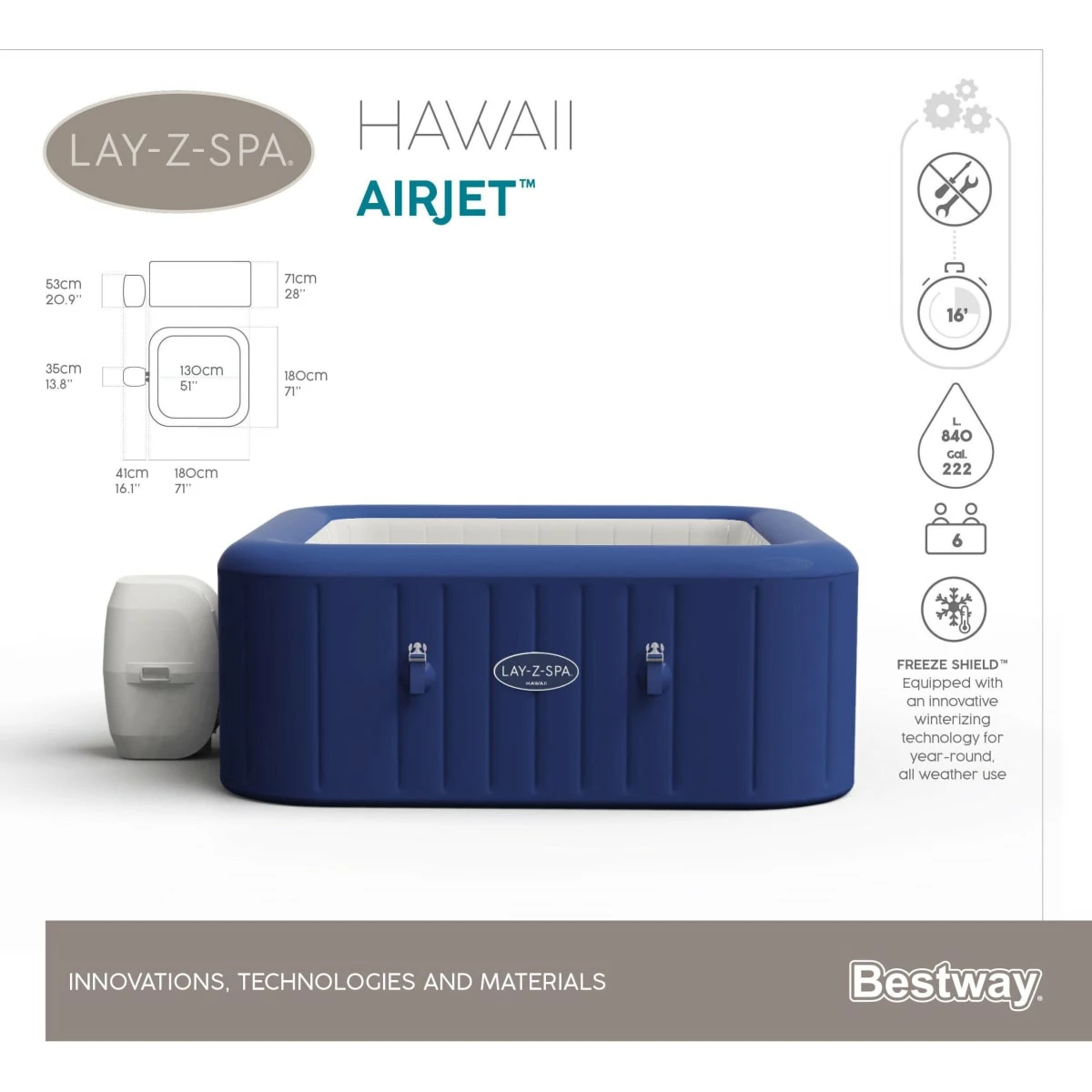 Trendfabrik Whirlpool 60021 LAY-Z-SPA® "Hawaii" Airjet – Bild 3