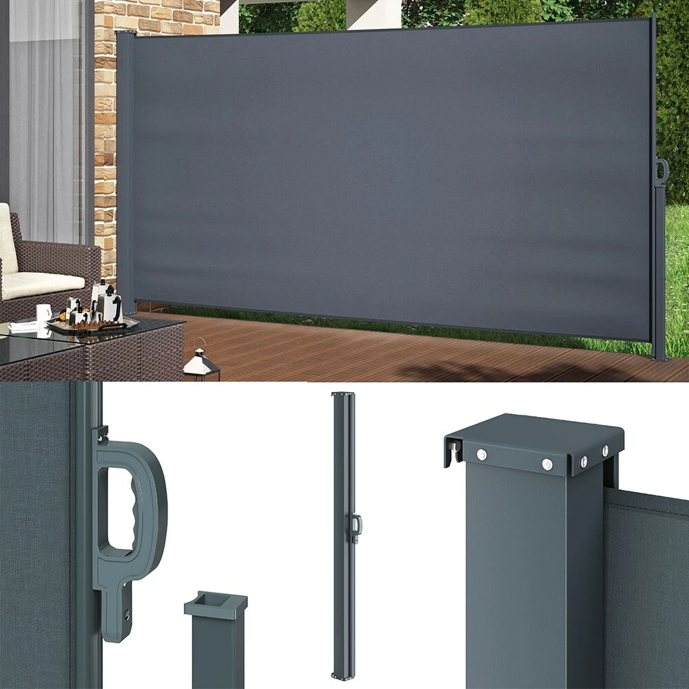 Oskar Seitenmarkise Sichtschutz 180x350cm Sonnenschutz Seitenrollo Markise Anthrazit – Bild 2