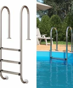 Oskar Poolleiter Einbauleiter 3 Stufen Schwimmbadleiter V2A Edelstahl Pool Einstieg