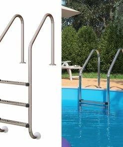 Oskar Poolleiter Einbauleiter 3 Stufen Schwimmbadleiter V2A Edelstahl Pool Einstieg