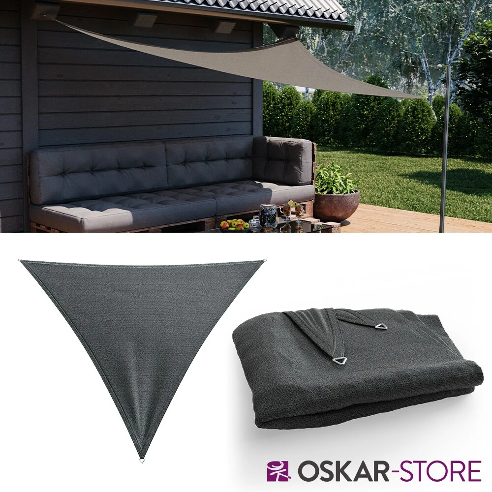 Oskar-Store OSKAR Sonnensegel Dreieck 3x3x3 Anthrazit Sonnenschutz Windschutz UV-Schutz HDPE