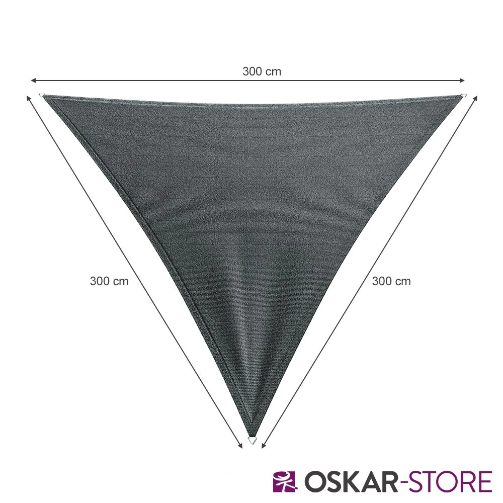 Oskar-Store OSKAR Sonnensegel Dreieck 3x3x3 Anthrazit Sonnenschutz Windschutz UV-Schutz HDPE – Bild 3