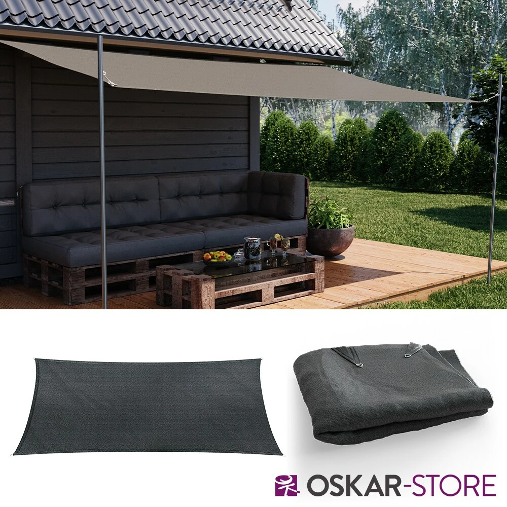 Oskar-Store OSKAR Sonnensegel Rechteck 2x4 Anthrazit Sonnenschutz Windschutz UV-Schutz HDPE