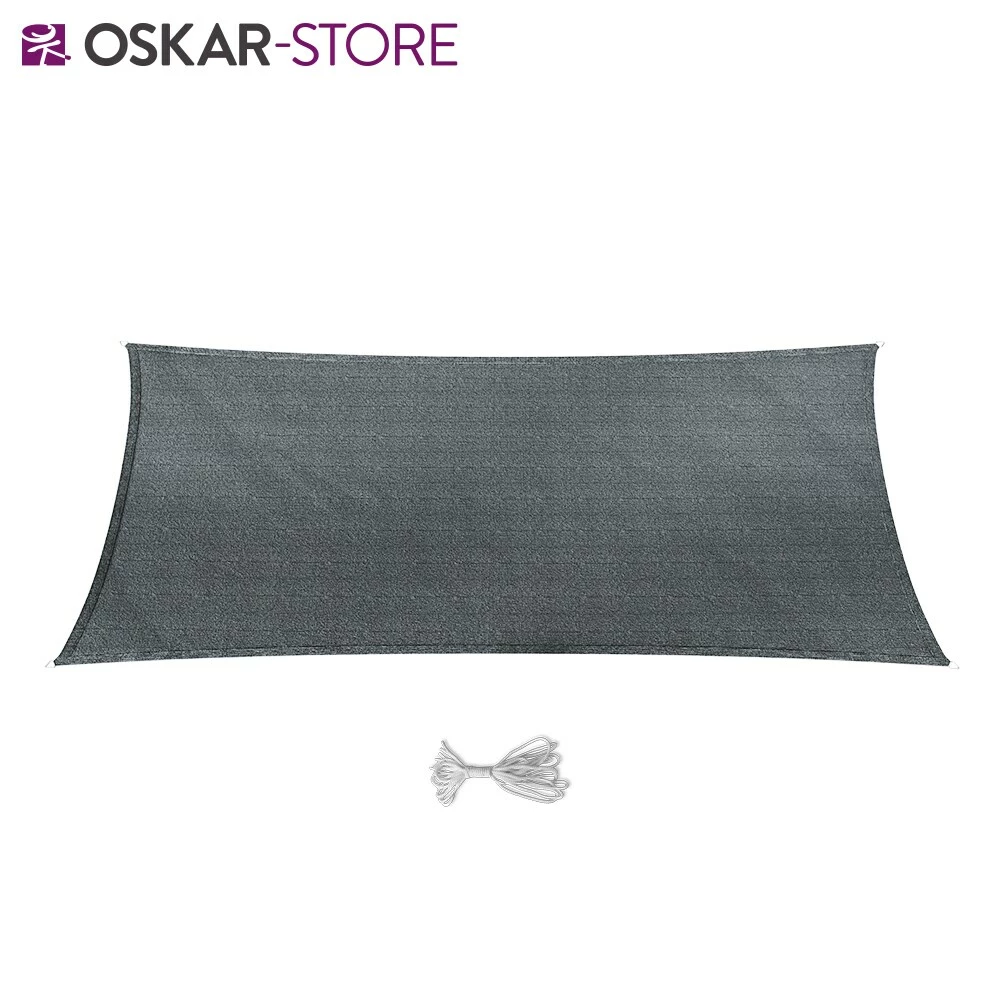 Oskar-Store OSKAR Sonnensegel Rechteck 2x4 Anthrazit Sonnenschutz Windschutz UV-Schutz HDPE – Bild 2