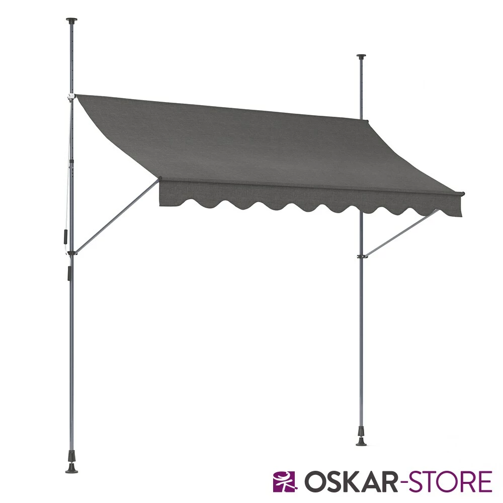 Oskar-Store Klemmmarkise 250x120cm Balkonmarkise Einrollbar Handkurbel Markise Mit Gestell – Bild 2