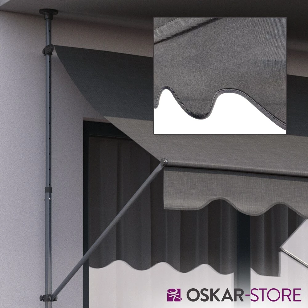 Oskar-Store Klemmmarkise 250x120cm Balkonmarkise Einrollbar Handkurbel Markise Mit Gestell – Bild 5