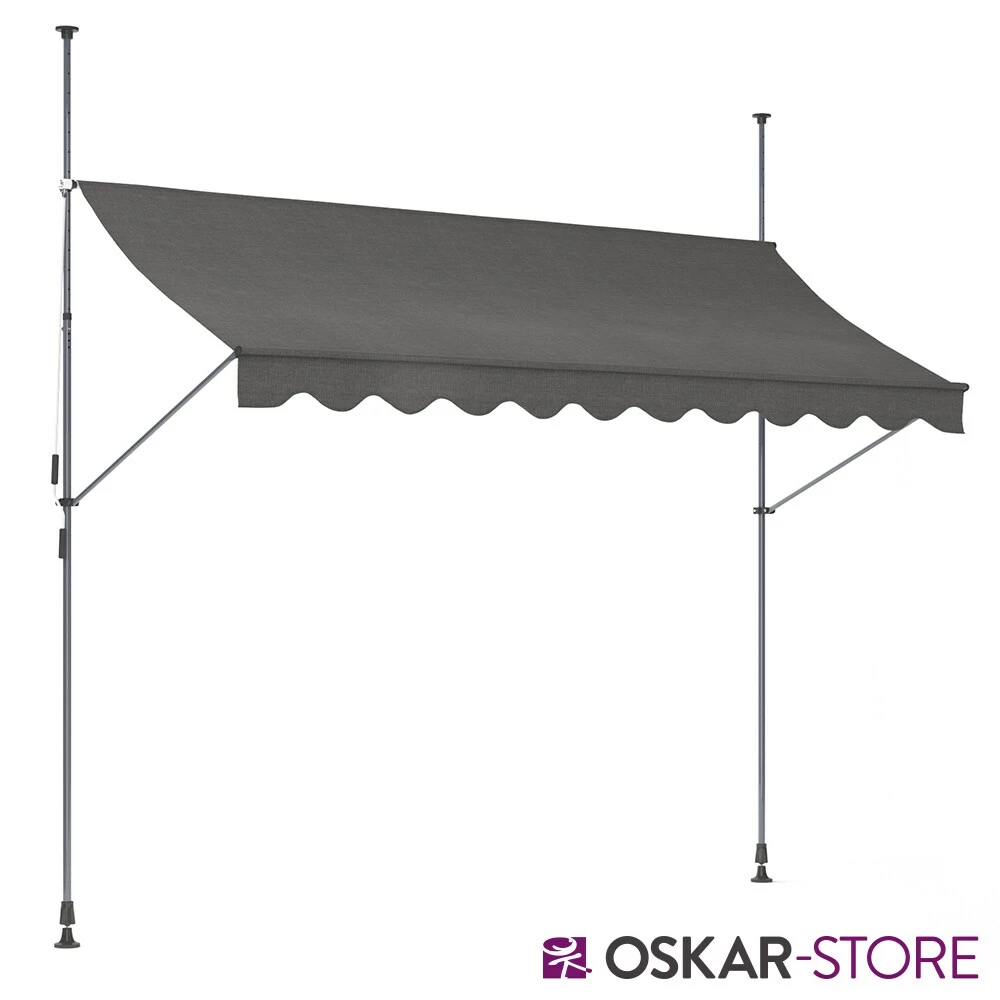 Oskar-Store Klemmmarkise 300x120cm Balkonmarkise Einrollbar Handkurbel Markise Mit Gestell â Bild 2